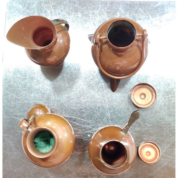 Vintage Dollhouse Miniature Cauldron Pot Jug Copper Lid Handle with Patina Rare - Picture 4 of 15